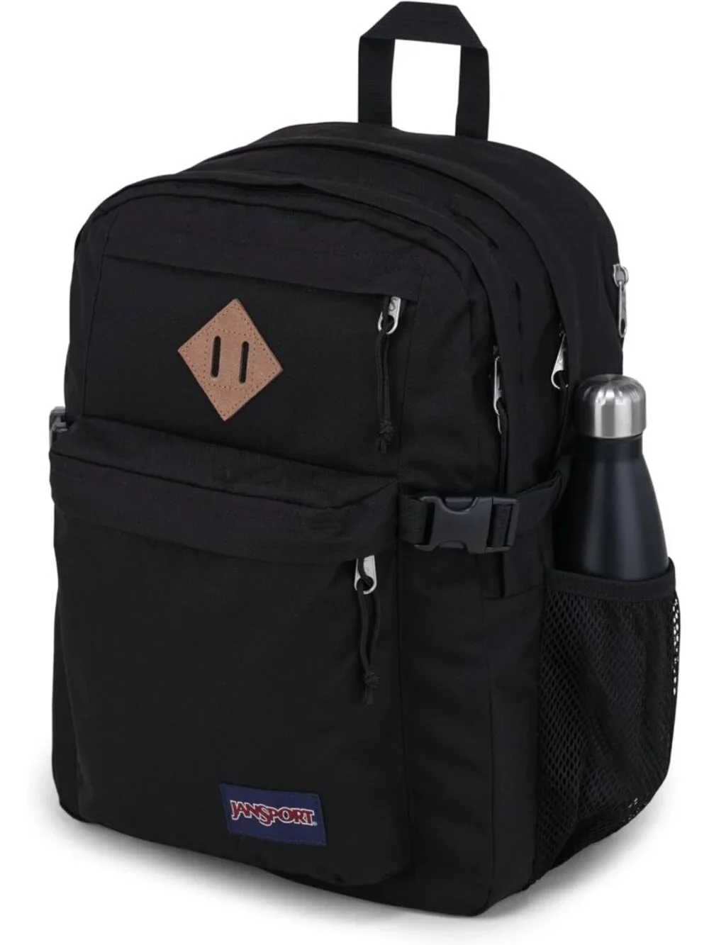 Stylish Black Backpack for Travel or Work | 15-Inch Laptop Sleeve & Water Bottle